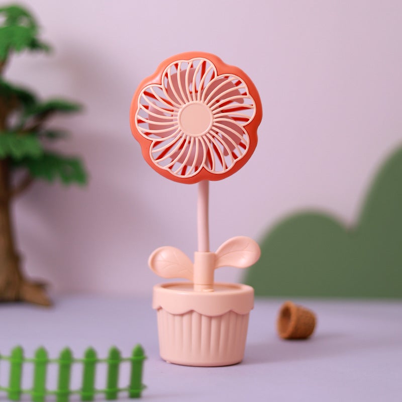 Summer Cute Cartoon Flower Fan Student Dormitory Desktop Small Fan Charging Usb Foldableing Mini Electric Fan - Image 1